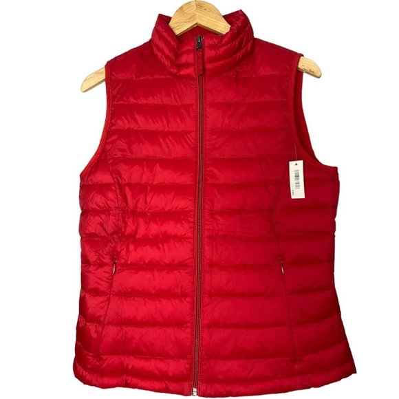 𝅺NWT Womens Lightweight Minimalist Puffer Vest Red - Picture 10 of 10